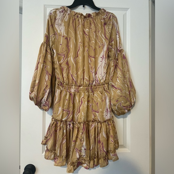 BUDDY LOVE Zozo Ruffle Gold Metallic Detail Mini Dress S - Picture 2 of 3